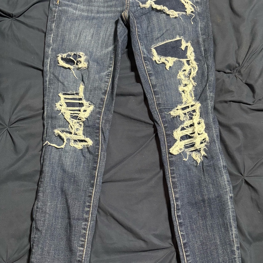 American Eagle Outfitters Ripped Dark Blue Skinny Jeans